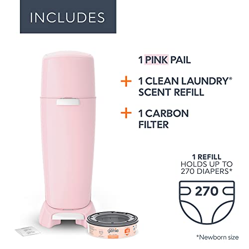 Diaper Genie Complete Diaper Pail (Pink) with Antimicrobial Odor