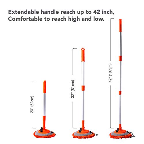 HOUSE DAY Car Wash Brush with 45” Long Handle & 3pcs Car Wash Mitt Scratch Free, Soft Scrub Car