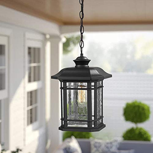 Emliviar Modern Exterior Pendant Light Lantern, 14" Outdoor Hanging