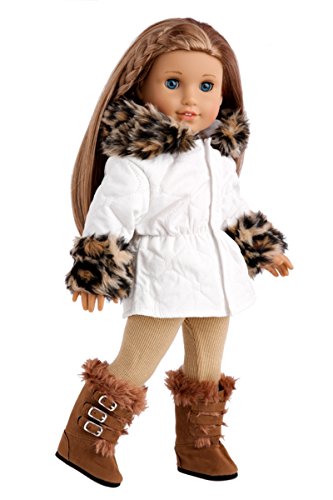 Winter Fun - 3 piece outfit - Ivory Parka with Leggings and Boots - 18 Inch Doll Clothes (doll not included)