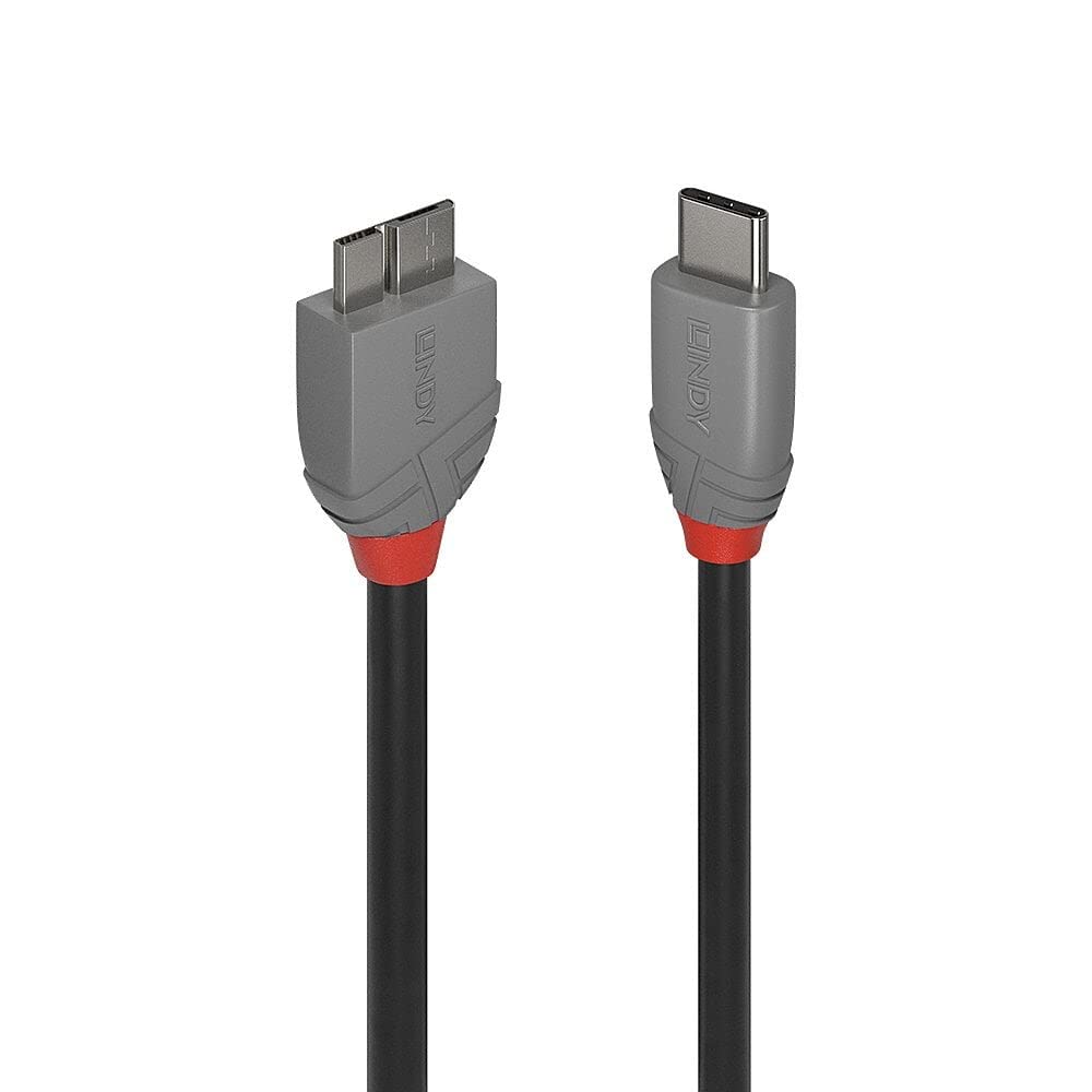 LINDY 3m USB 3.2 Type C to Micro-B Cable, Anthra Line
