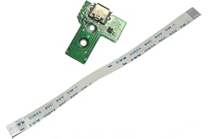 Rinbers Pack of 2 JDS-030 Replacement Charging Port Micro USB Adaptor Charger Socket Circuit Board with 12 Pin Flex Cable for Sony PS4 3rd Gen DualShock 4 Controller
