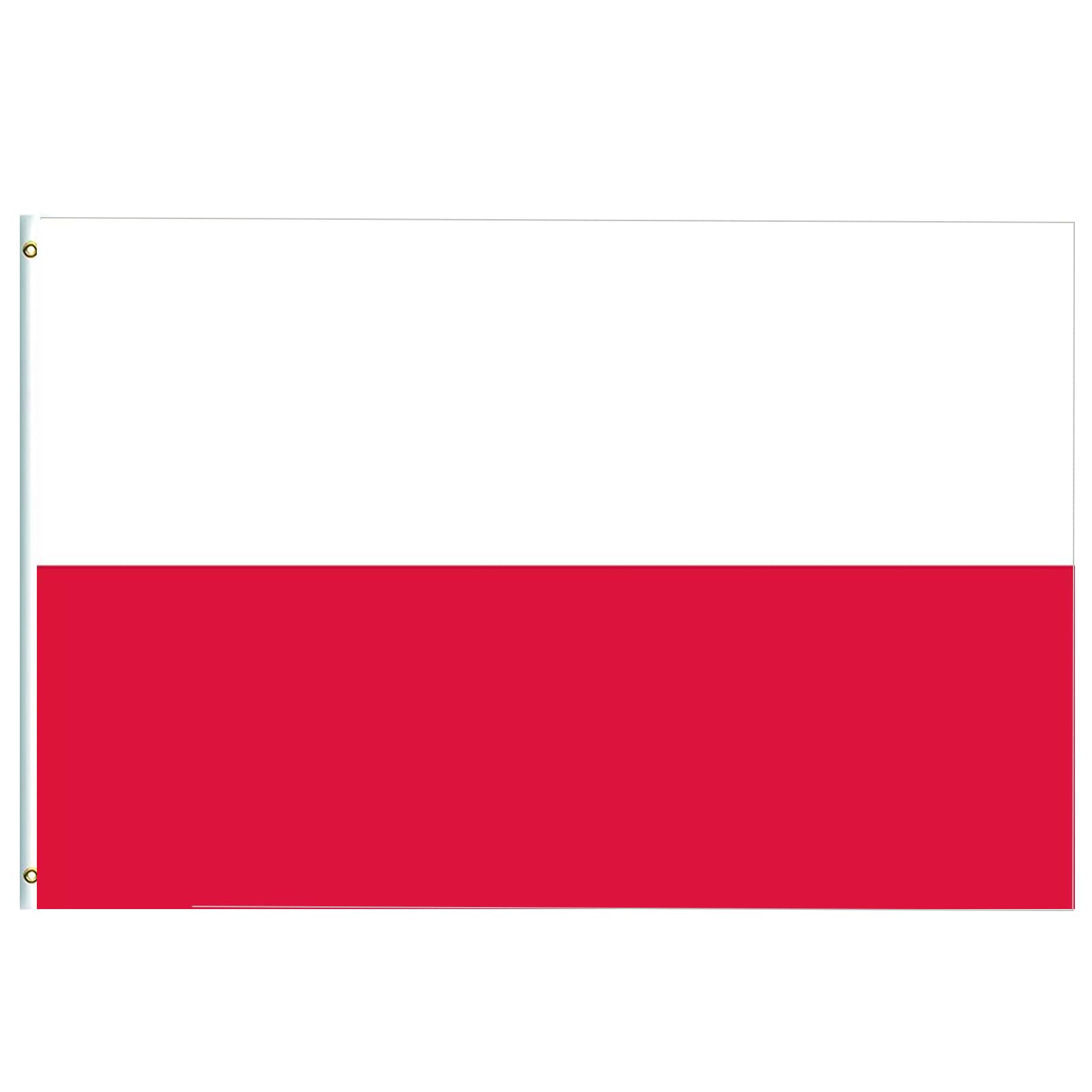 5ftx3ft Large Poland Flag Banner,Double Sided With Brass Eyelets-Vivid Color and UV Fade Resistant Polska National Flags for Outdoor & Indoor 2026 Wold Cup Football, Events Home Décor
