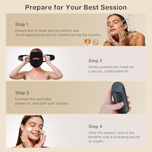 VRAIKO 9D LED Face Mask | Red Light Therapy Mask with 4 Modes, 328 LEDs, 3D Airflow Design & Light-Lock for Ultra-Comfortable Facial Spa | Premium Beauty Gifts for Women Men (Black)