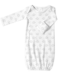 SwaddleDesigns Baby Infant Cotton Gown with Mitten Foldover Cuffs, Tiny Hedgehogs, Black 3-6 Months