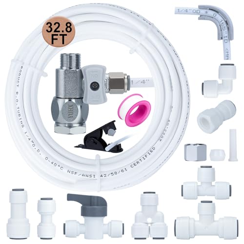 Refrigerator Water Line Kit Connection and 1/4 Compression Ice Maker Installation Kit,1/4