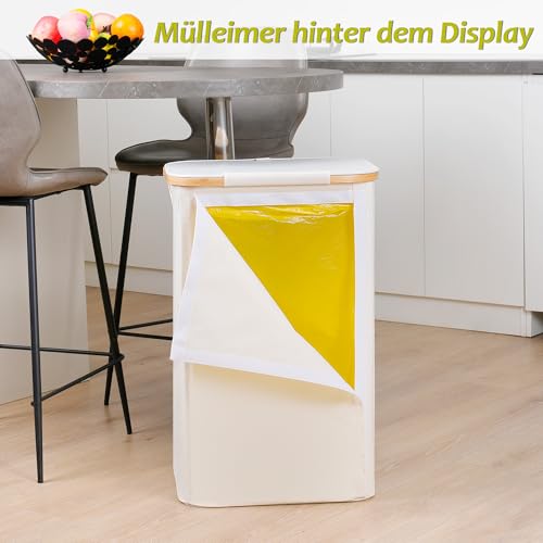 efluky Yellow Bag Stand 100 L, Bin with Lid, Bin Bag Stand for Yellow Bags, Easy Removal through Door on the Back, Container for Kitchen and Home [Without Inner Bag] - Beige
