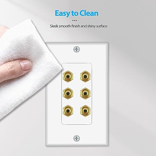 Banana Binding Post TwoPiece Coupler Inset Wall Plate for 3 Speakers