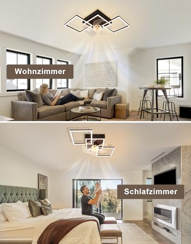 Homefire Lámpara de techo moderna con ventilador de 68cm - Ventilador de techo con luz, 6 velocidades, LED, regulable, con control remoto y temporizador para sala de estar y comedor