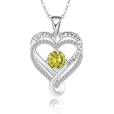 snugcubby Sterling Silver Pendant Necklace for Women, Teen Girls Birthstone Necklaces silver Wedding Anniversary Heart Necklace Women's Jewelry Mother’s Day, Valentine’s Day,Birthday for Her