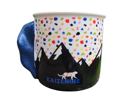 KAIZENINE Rock Climbing Mug Cup Bouldering Finger Strength Gift for Climber Bouldering Coffee Cup Present for Climber Climbing Hold Handmade Lead Climbing Mug Handle Won't Fall Off* Blue