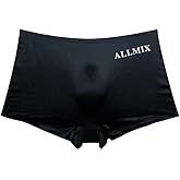 PWMENLK Men's Ice Silk Boxer Briefs, 3D Pouch, Sexy Semi - Transparent, ALLMIX Letter, Thin Underwear