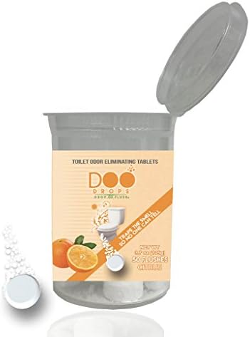 Doo Drops Citrus Poo Odor Eliminator, 50 Tablets- Drop One in Before You GO, No Waiting- For home, office, or travel use