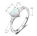 ACEFEEL 925 Sterling Silver Heart Shaped White Opal Engagement Promise Band Ring