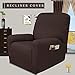 Easy-Going 4 Pieces Microfiber Stretch Recliner Slipcover – Spandex Soft Fitted Sofa Couch Cover, Washable Furniture Protector with Elastic Bottom for Kids, Pet(Recliner, Chocolate)