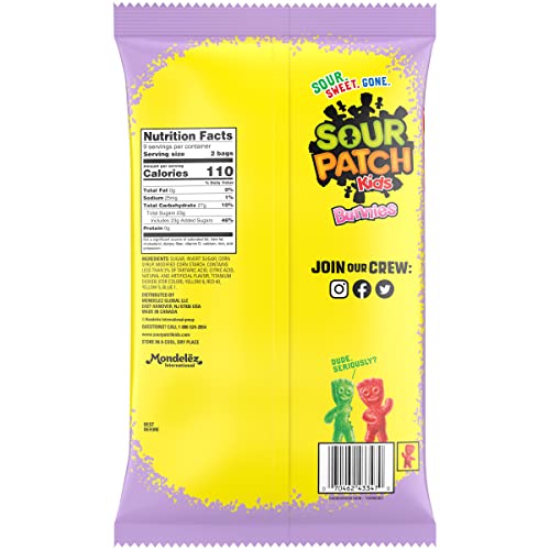SOUR PATCH KIDS Bunnies Soft and Chewy Easter Candy, 18 Snack Packs