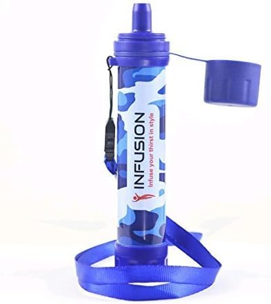 Water Filter Straw - For Survival And Hiking - BPA Free &amp; FDA Approved - Removes 99.9999% Bacteria - Light Weight With Free Zip Bag - Infuse Your Thirst!