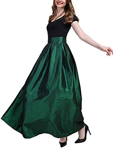 PROMLINK Women Long Taffeta Maxi Skirt A-line Party Dress with Pockets, 2018