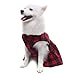 OFPUPPY Plaid Fleece Dress Jacket for Large Dogs Red Decent Style with Bowtie Puppy Winter Clothes Coat