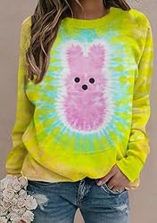YMING Women's Easter Day Rabbit Print Sweatshirts