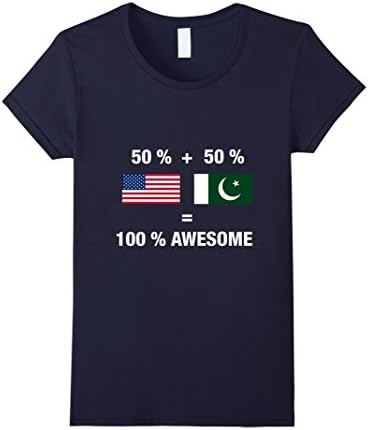 Women's Half Pakistani Half American 100 Awesome Pakistan Flag Shirt XL Navy