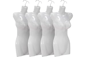 BSTOPHKL Mannequin Torso, 4Pack Clothing Form Sewing Famale Manikin 27 Inch Height Dress Model Mannequin Display Head Dress Mannequin Clothing Form Metal Hook for Various Exhibition Halls, Clothing or Studios