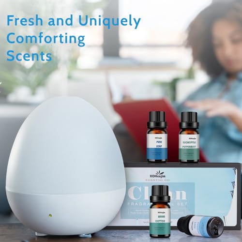 Fragrance Oil Clean Set, Clean Scents Essential Oils for Diffuser Aromatherapy Oils Gift Set 6x10ml - Eucalyptus Peppermint, Fresh Linen, Pure Soap, Warm Cotton, Extra Clean, Soft Powder Scented Oils