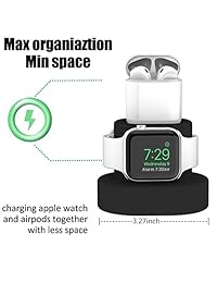 Moretek - Soporte de carga para Apple Watch Airpods Charger Dock, resistente al agua, funda de viaje portátil para 1.496 in, 1.654 in, 1.575 in, 1.732 in, iWatch Series 1 2 3 4, AirPods Accessory