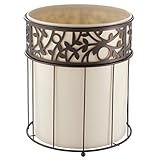 mDesign Decorative Wastebasket Trash Can for Bathroom, Office, Kitchen - Vanilla/Bronze