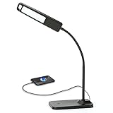 Desktop Lamp, HQOON Office Desk Lamp with USB Charging Ports, Eye Care LED Reading Light , Bedside Touch Sensor Table Lamps (3 Lighting Modes, Brightness Stepless Adjusted )