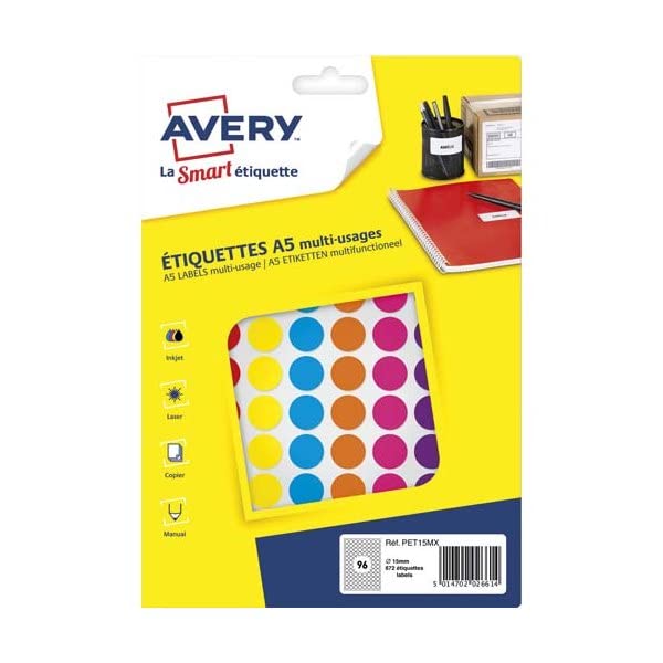 Avery 2940 Lozenges 15 mm Mixed Colours