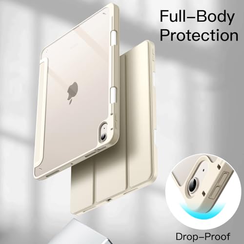 JETech Case Only for iPad Air 11 inch M4/M3/M2 (2026/2025/2024), iPad Air 5/4 (10.9 inch, 2022/2020) with Pencil Holder, Clear Back Case Slim Stand Cover (Star White)