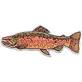 DigitEMB Fish Iron On Patch - Embroidered Trout Fishing Nature Applique | Lifelike rainbow trout fishing patch - iron-on or sew-on
