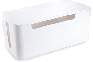 Eichzer Cable Management Box, Premium Cord Organizer Box to Hide Surge Protector on Desk, Power Strip Cover for TV Computer Home Router Office (White)