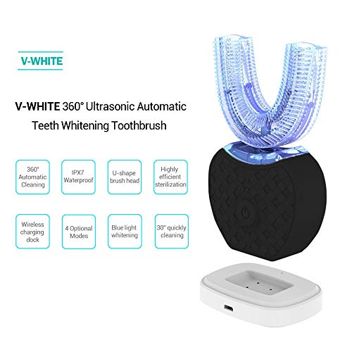 Ultrasonic Rechargeable Electric Toothbrush V-WHITE 360° Automatic Toothbrush Whitening Electric Power Toothbrush for Adults，30'' Automatic Timer, 4 Optional Modes, Wireless Charging, FDA/IPX7         - Thumbnail 4