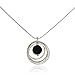 925 Sterling Silver & 14k Gold Filled Black Onyx Multi Hoops Pendant Necklace, 18