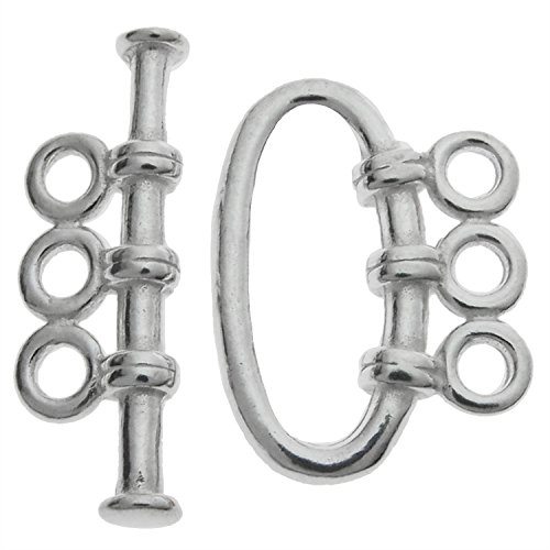 1 set .925 Sterling Silver 3 Strand Toggle Clasp Heavy/Findings/Bright