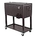 UPHA 80 Quart Rolling Outdoor Patio Cooler Cart on Wheels, Wicker Pattern Portable Drink Beverage Bar for Patio Pool Party, Ice Chest with Shelf and Bottle Opener, Brown primary