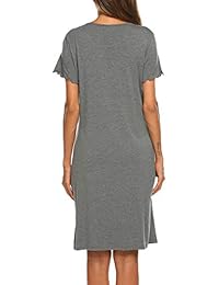 Camisón de manga corta con botones y cuello en V para dama