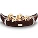 JOYELF Medium Dog Bed with Washable Removable Cover, Cute Pirate Ship Warming Cat Cuddle Bed, Plush Banana Calming Pet Bed for Puppy Dogs & Cats with Squeaker Toys as Gift