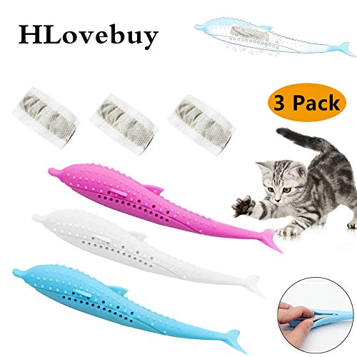 HLovebuy Catnip Toys Simulation Fish Shape, Fish Flop Cat Toy, Pet Cat Fish Shape Toothbrush with Catnip, Pet Eco-Friendly Silicone Molar Stick Teeth Cleaning Toy for Cats - Thumbnail 7