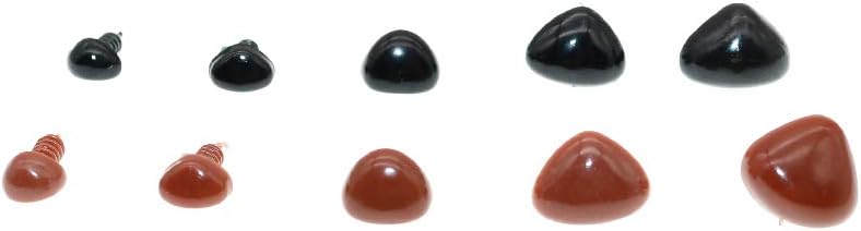 BITEYI Plastic Colorful Safety Smooth Noses with Washers,130 Pcs 8-16mm DIY Craft Noses for Making Doll,Puppet,Plush Animal Works (BlackBrown) - Image 3