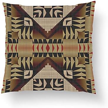 Zippered Pillow Covers Pillowcases One Side 20x20 Inch Taupe Brown Red Black Eclectic Ethnic Look Pillow Pillow Cases Cushion Cover for Home Sofa Bedding