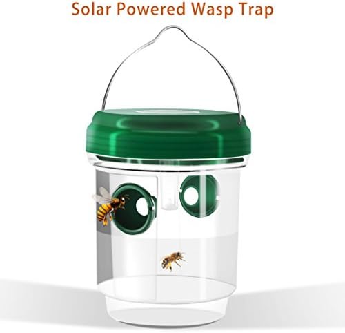 TAKUSKY Wasp Trap Catcher, Wasp Repellent,Perfect Outdoor Solar Powered Trap with Ultraviolet LED Light for Yellow Jackets, Bees, Wasps, Hornets, Bugs and More.