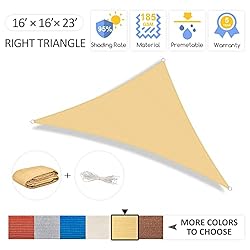 Garden EXPERT 16'x16'x23' Sun Shade Sail Sand Right