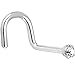 14k White Gold 1.5mm (0.015 cttw) Genuine Diamond Right Nostril Screw 20 Gauge
