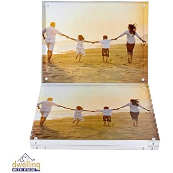 Acrylic Picture Frame Set of 2-8x10 Inch - Acrylic Photo Frame - Collage Stand for Family Photographs - Clear Picture Frames for Office Desk & Side Table - Wedding Table Décor