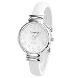 Top Plaza Women Casual Chic Simple Bangle Cuff Bracelet Dress Quartz Watch 6.5'',Thanksgiving Christmas Gift,White