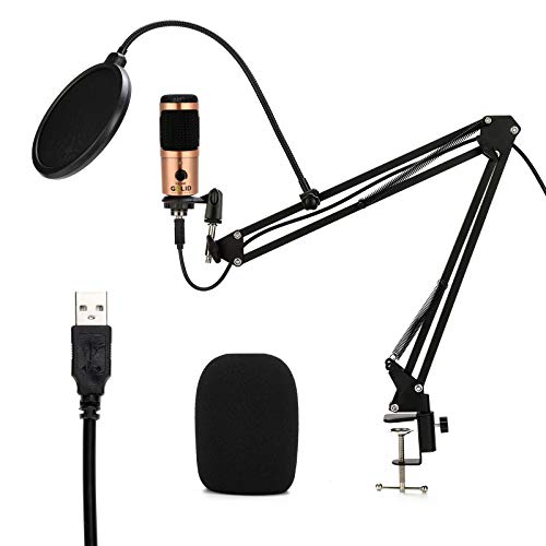 GELID Voce USB Mikrofon - PC Kondensatormikrofon für Podcast, Streaming & Gesang, Komplett-Set inkl. Tischhalterung, Microphone