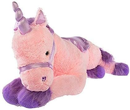 large plush pink unicorn